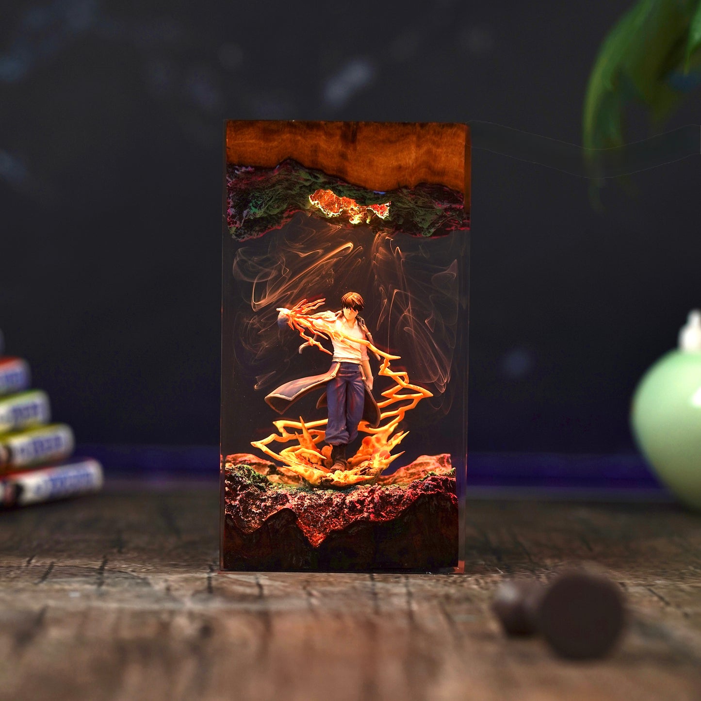 The Flame Alchemist: Crimson Spark Resin Lamp