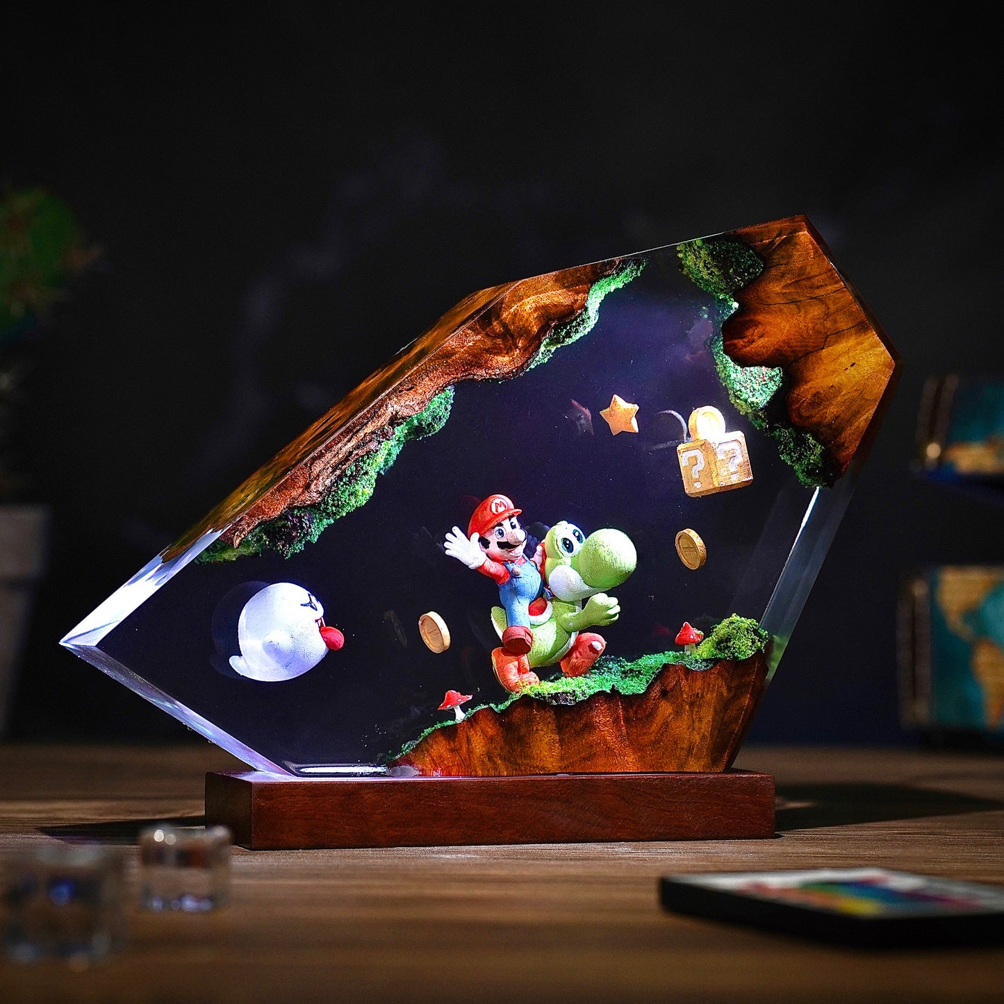 The Red Plumber & Green Dino: Adventure Resin Lamp