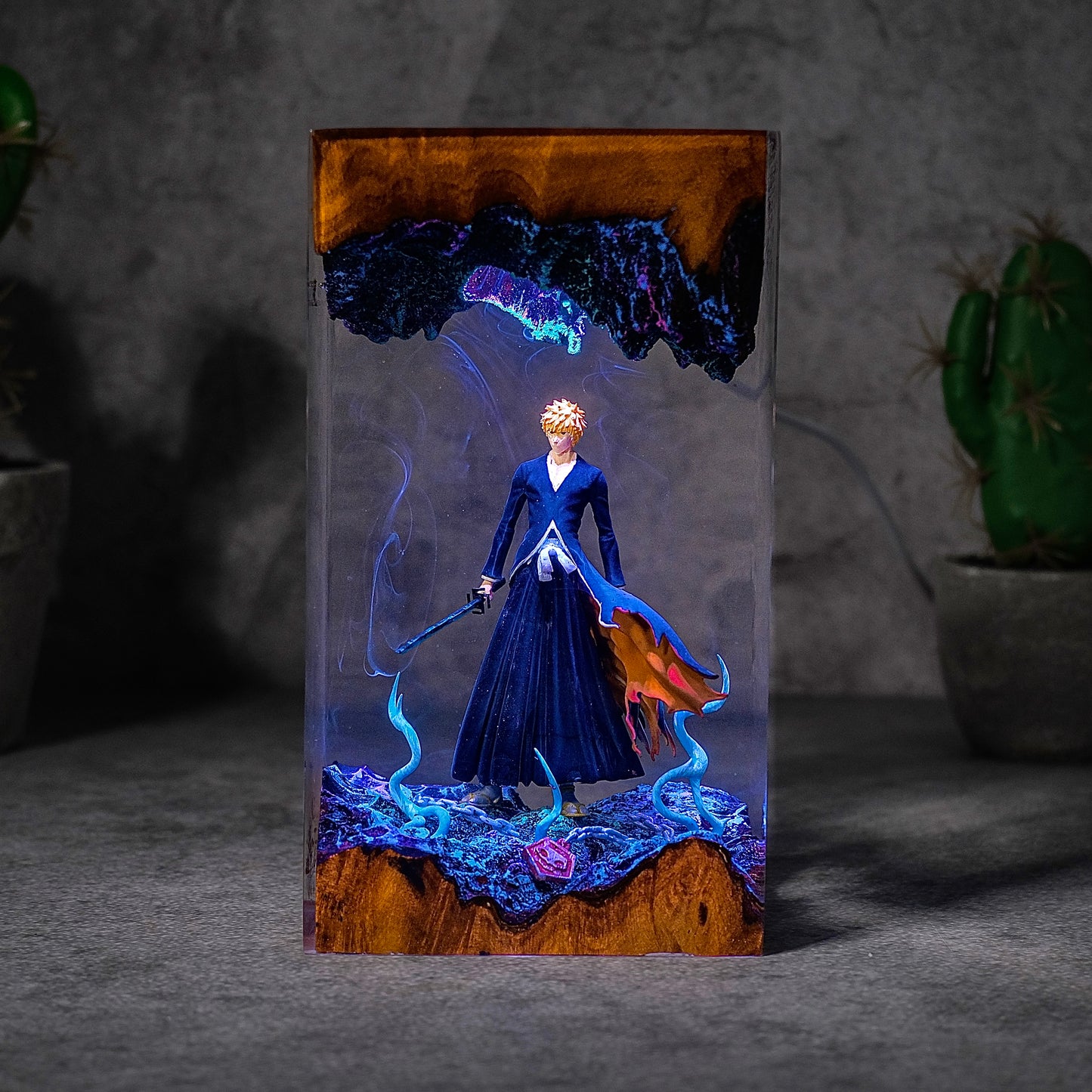 The Soul Guardian: Black Blade Resin Lamp