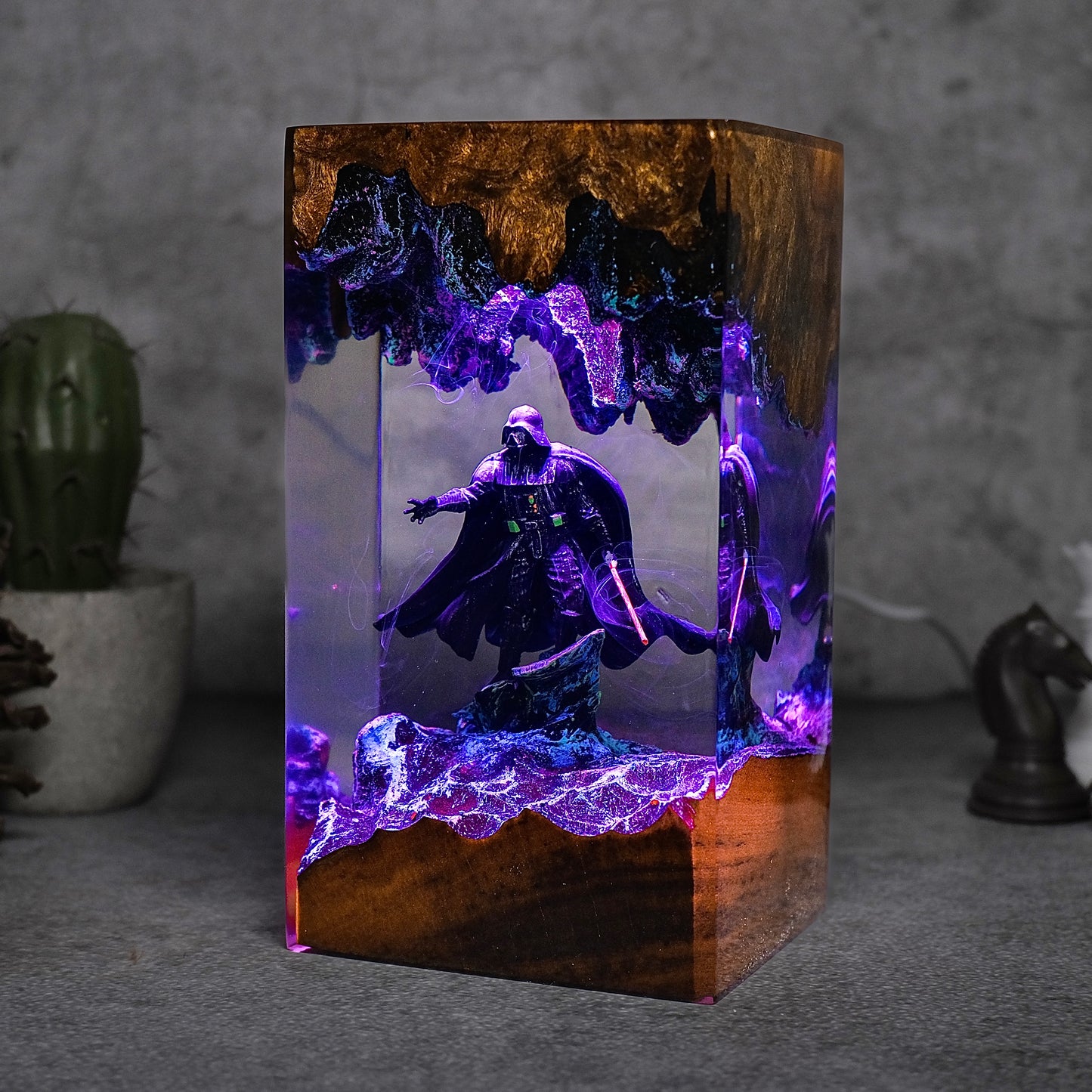 The Dark Sovereign: Obsidian Mask Resin Lamp