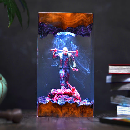 Midnight at the Camp: The Silent Slasher Resin Lamp