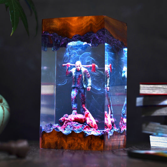 Midnight at the Camp: The Silent Slasher Resin Lamp