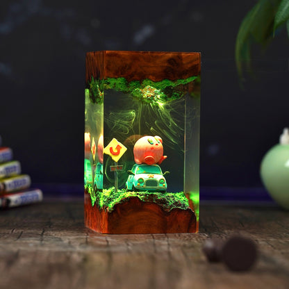The Pink Puff: Dreamland Adventure Resin Lamp