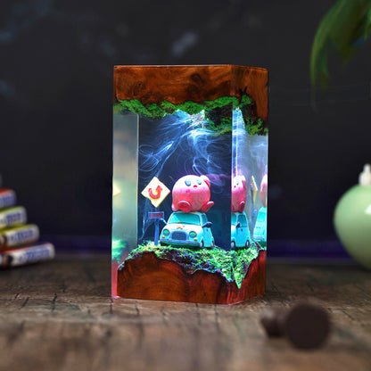 The Pink Puff: Dreamland Adventure Resin Lamp