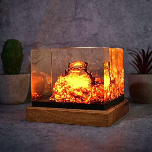 The Last Flame: Volcanic Ruin Resin Lamp