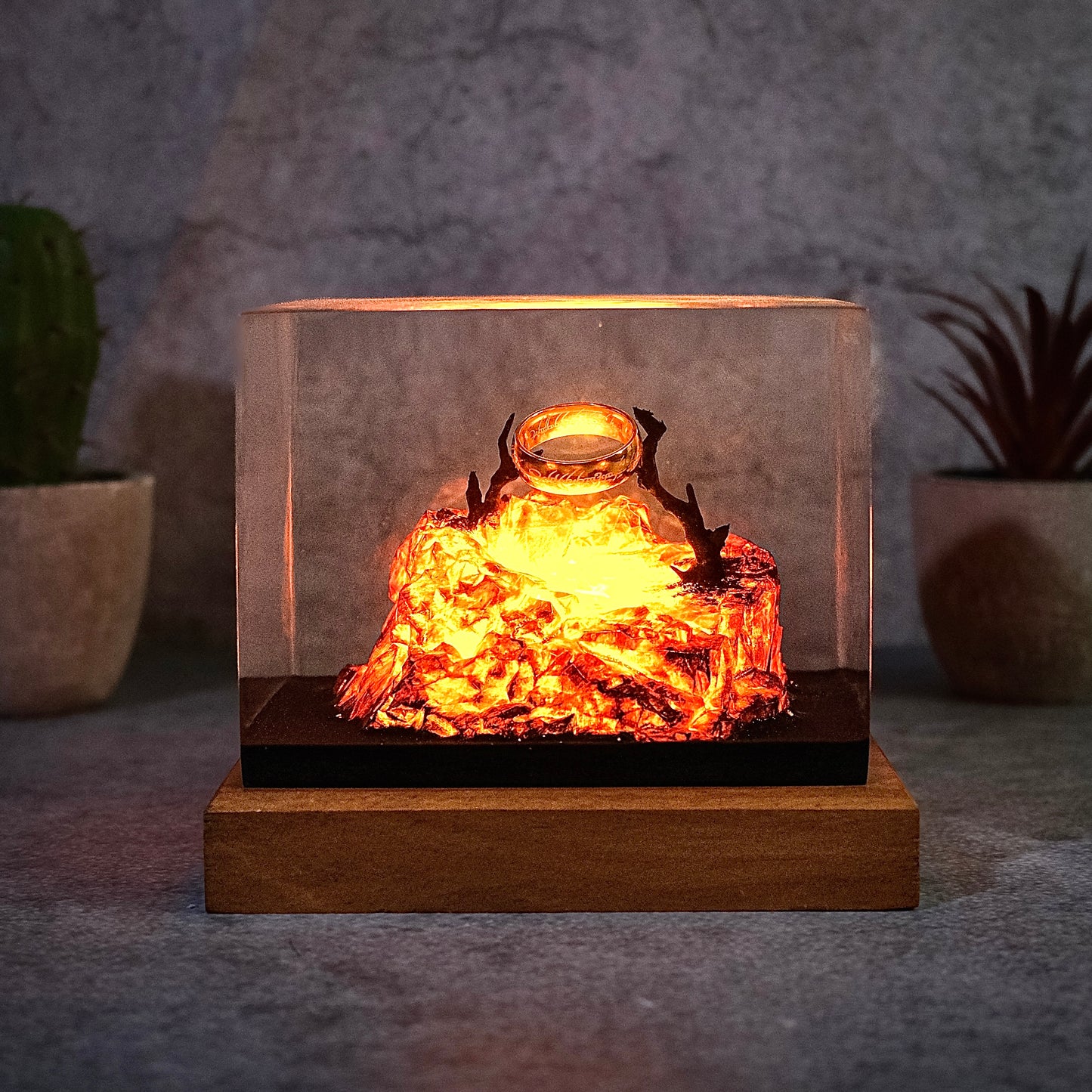 The Last Flame: Volcanic Ruin Resin Lamp