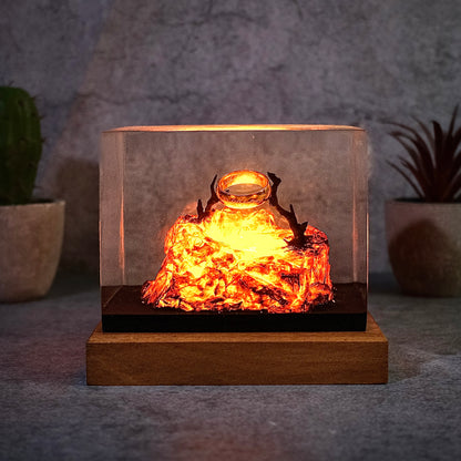 The Last Flame: Volcanic Ruin Resin Lamp