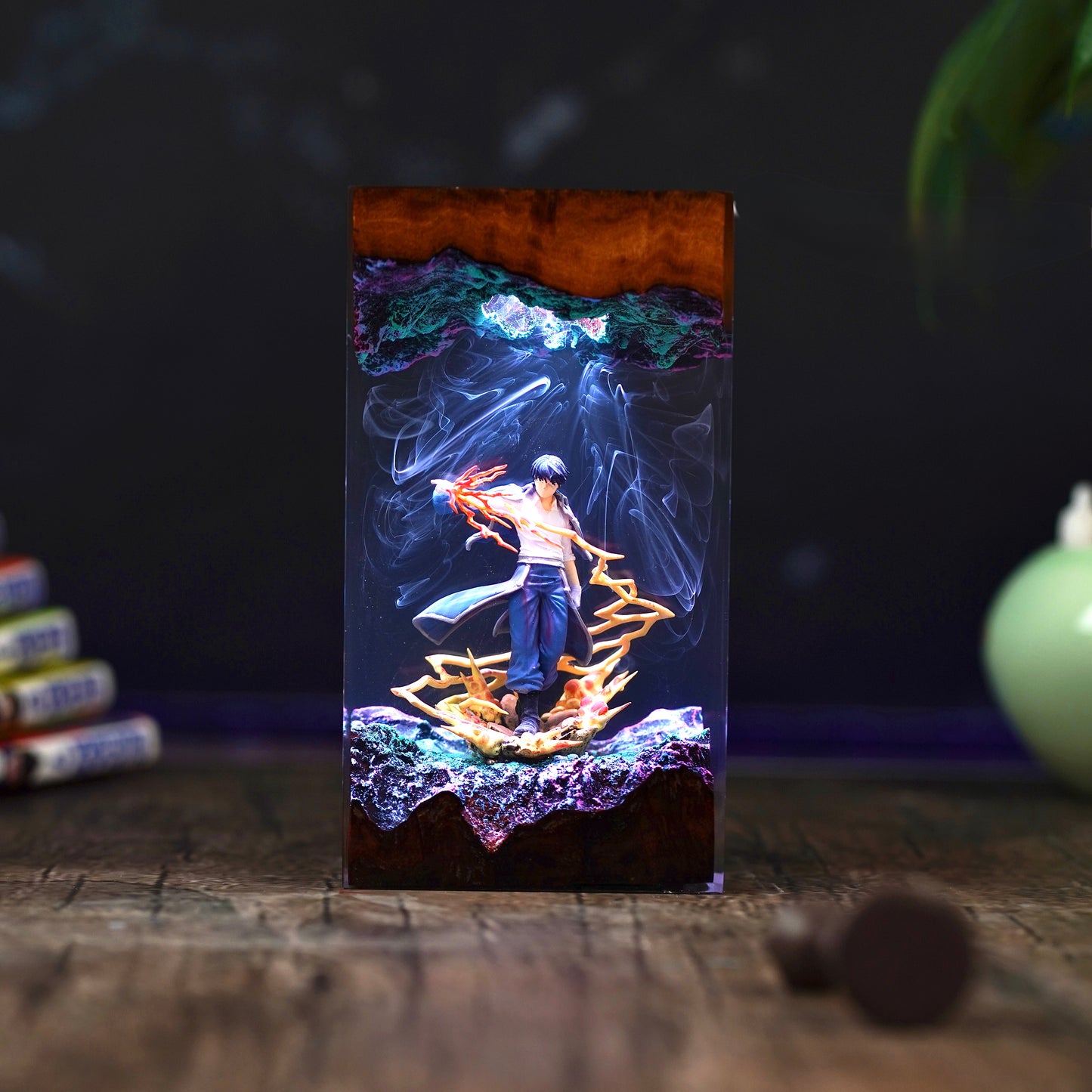 The Flame Alchemist: Crimson Spark Resin Lamp