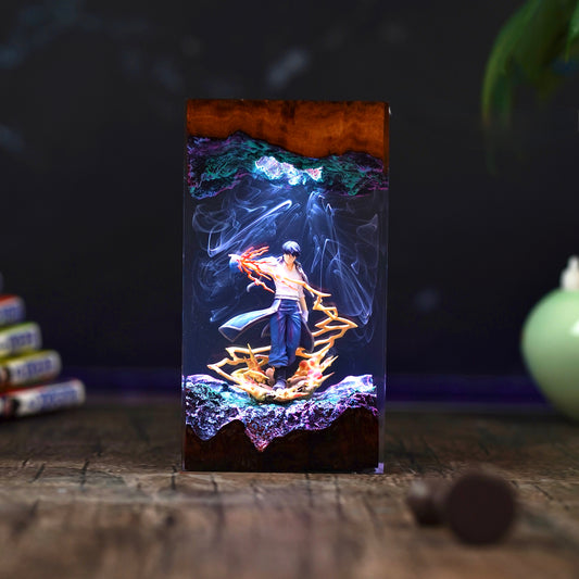 The Flame Alchemist: Crimson Spark Resin Lamp