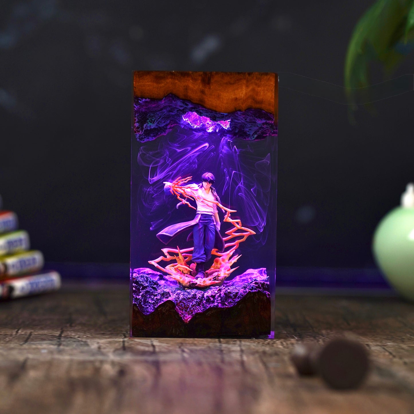 The Flame Alchemist: Crimson Spark Resin Lamp