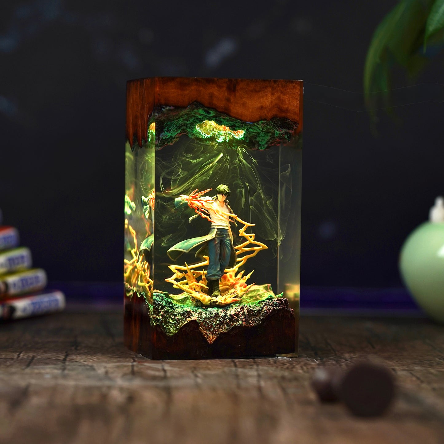 The Flame Alchemist: Crimson Spark Resin Lamp