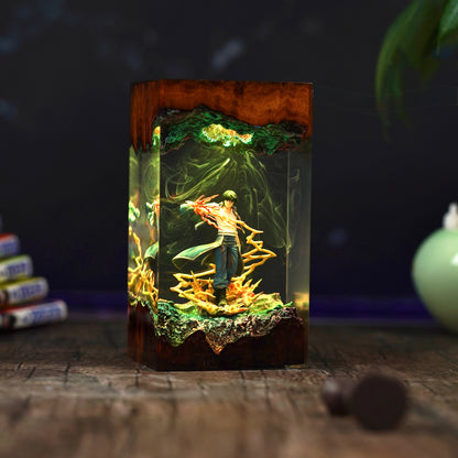 The Flame Alchemist: Crimson Spark Resin Lamp