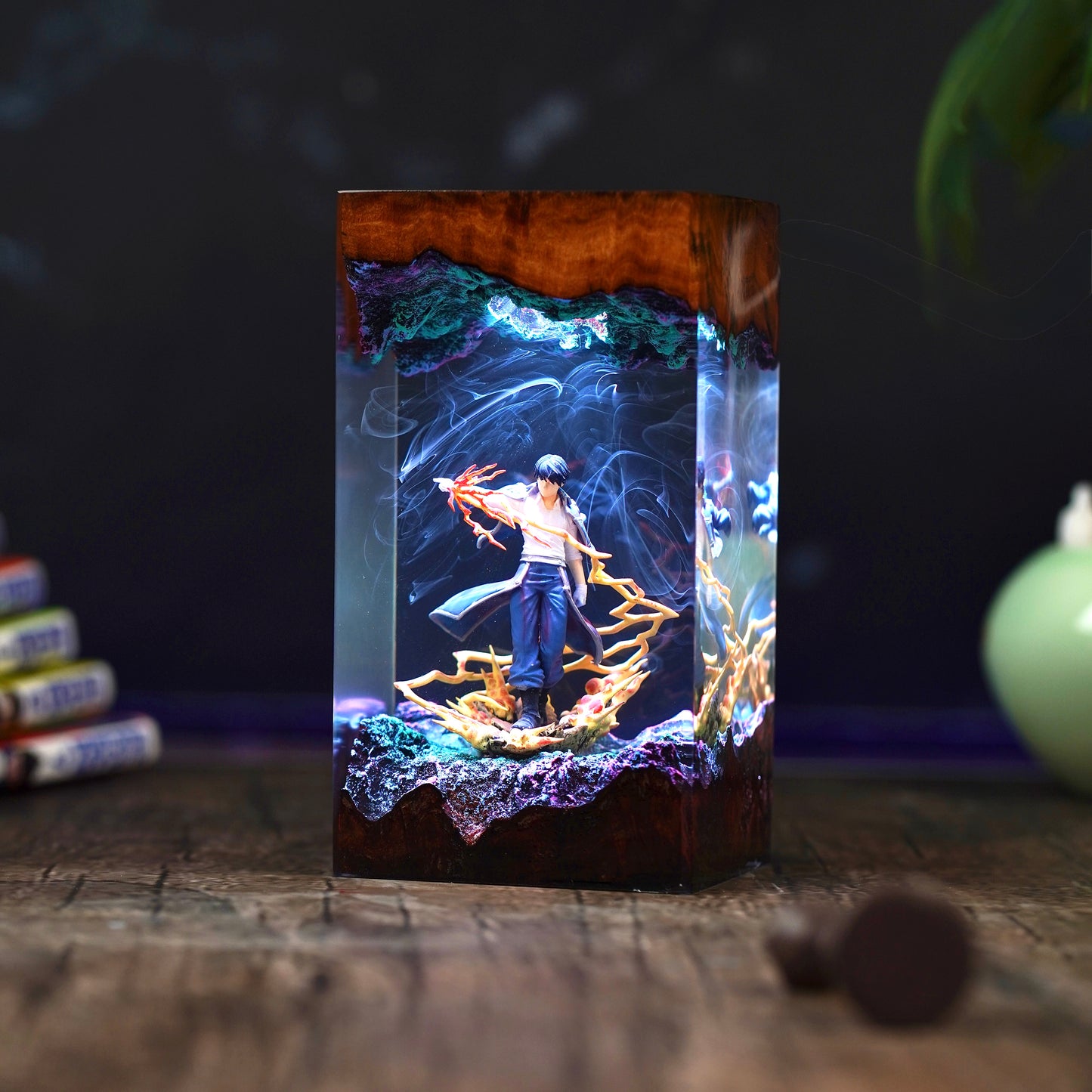 The Flame Alchemist: Crimson Spark Resin Lamp