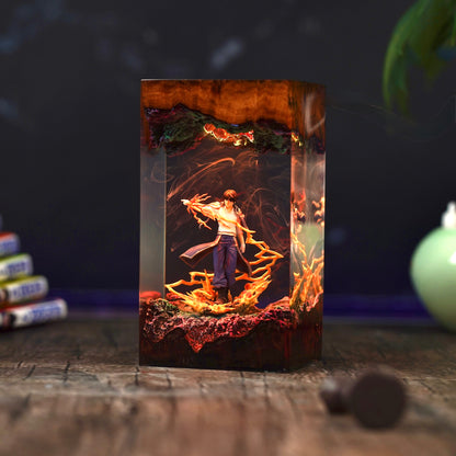 The Flame Alchemist: Crimson Spark Resin Lamp