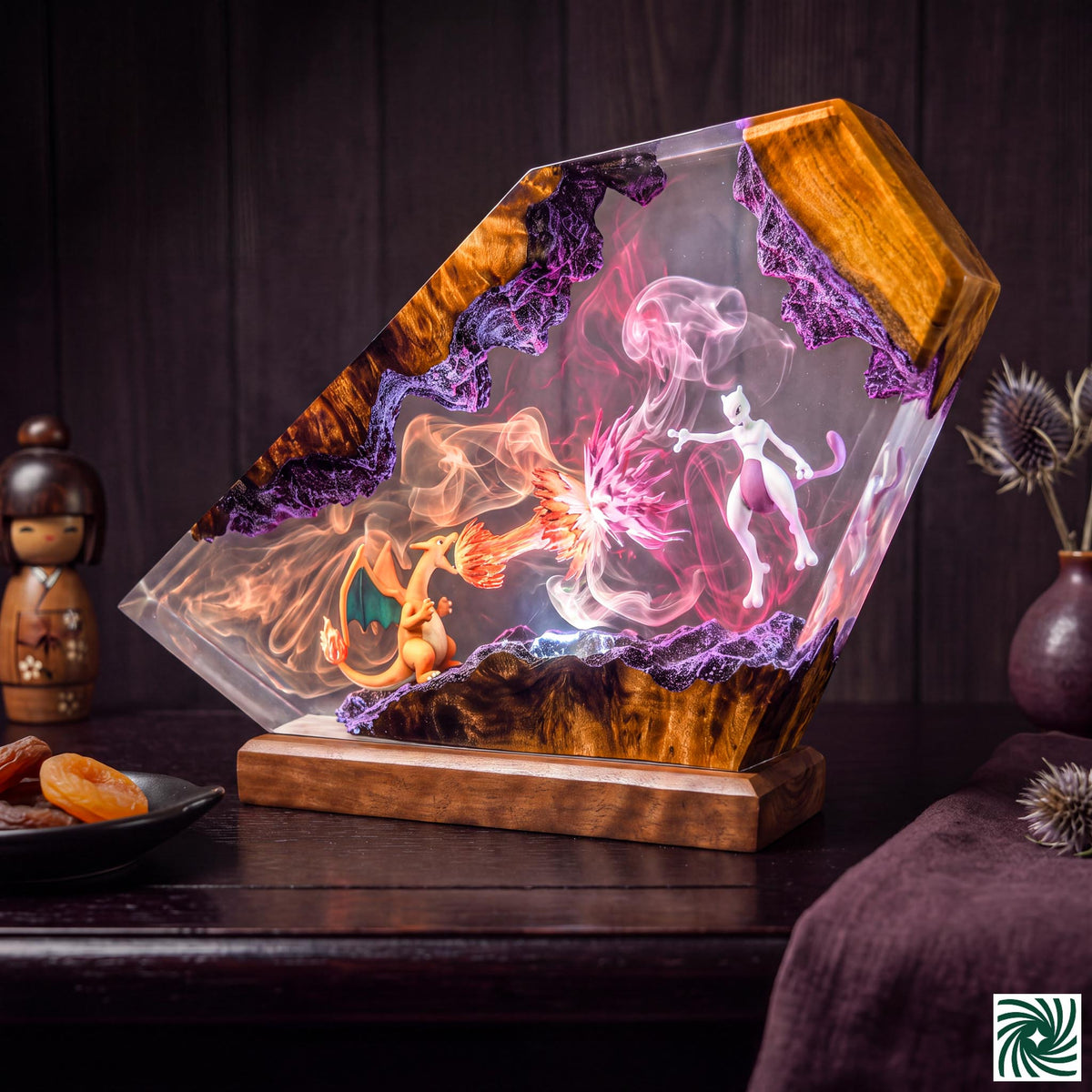 Charizard vs Mewtwo Resin Lamp