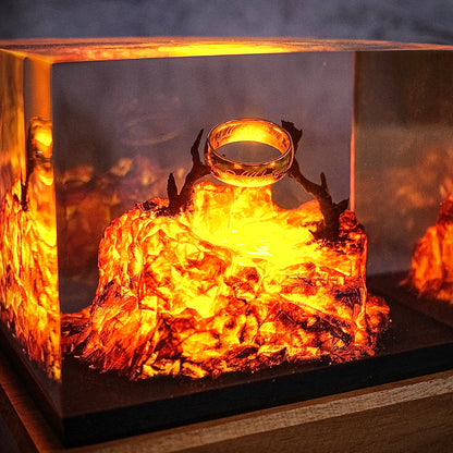 The Last Flame: Volcanic Ruin Resin Lamp