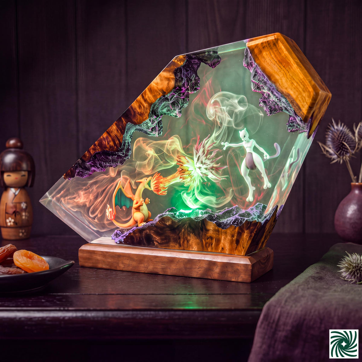 Charizard vs Mewtwo Resin Lamp