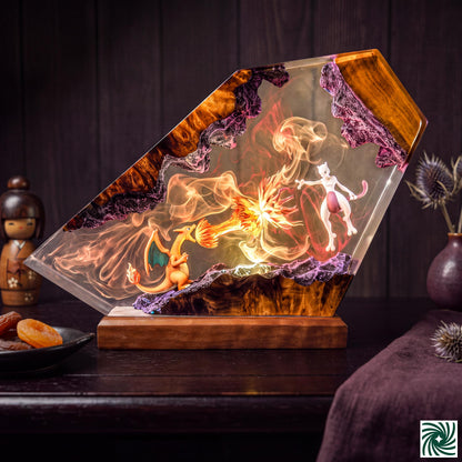 Charizard vs Mewtwo Resin Lamp