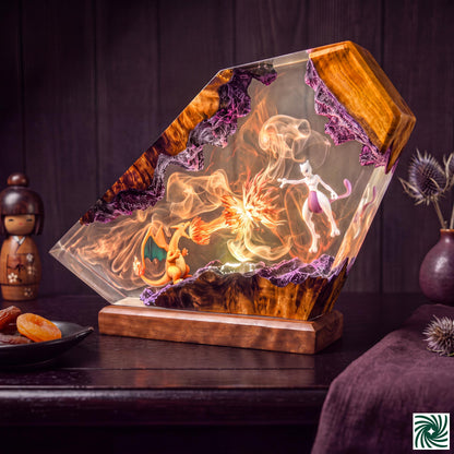 Charizard vs Mewtwo Resin Lamp