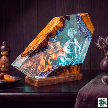Charizard vs Mewtwo Resin Lamp