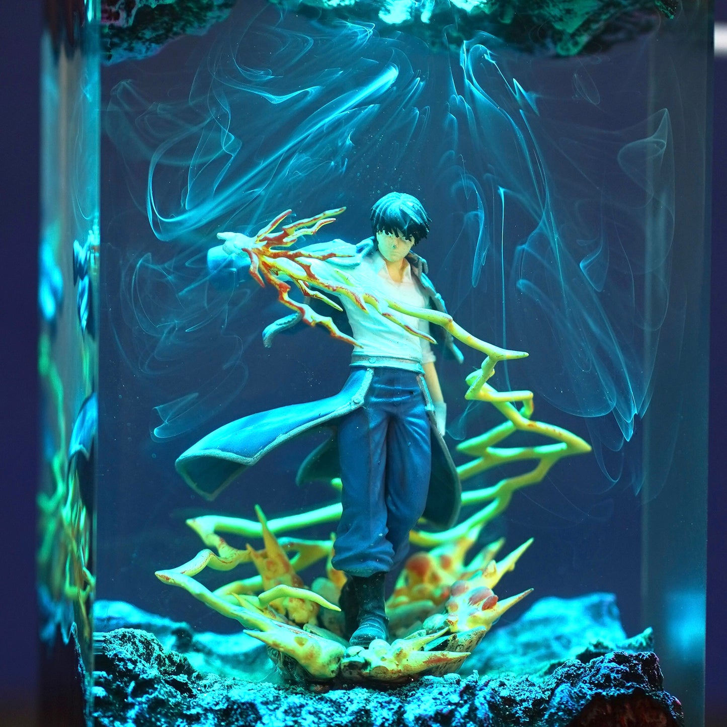 The Flame Alchemist: Crimson Spark Resin Lamp