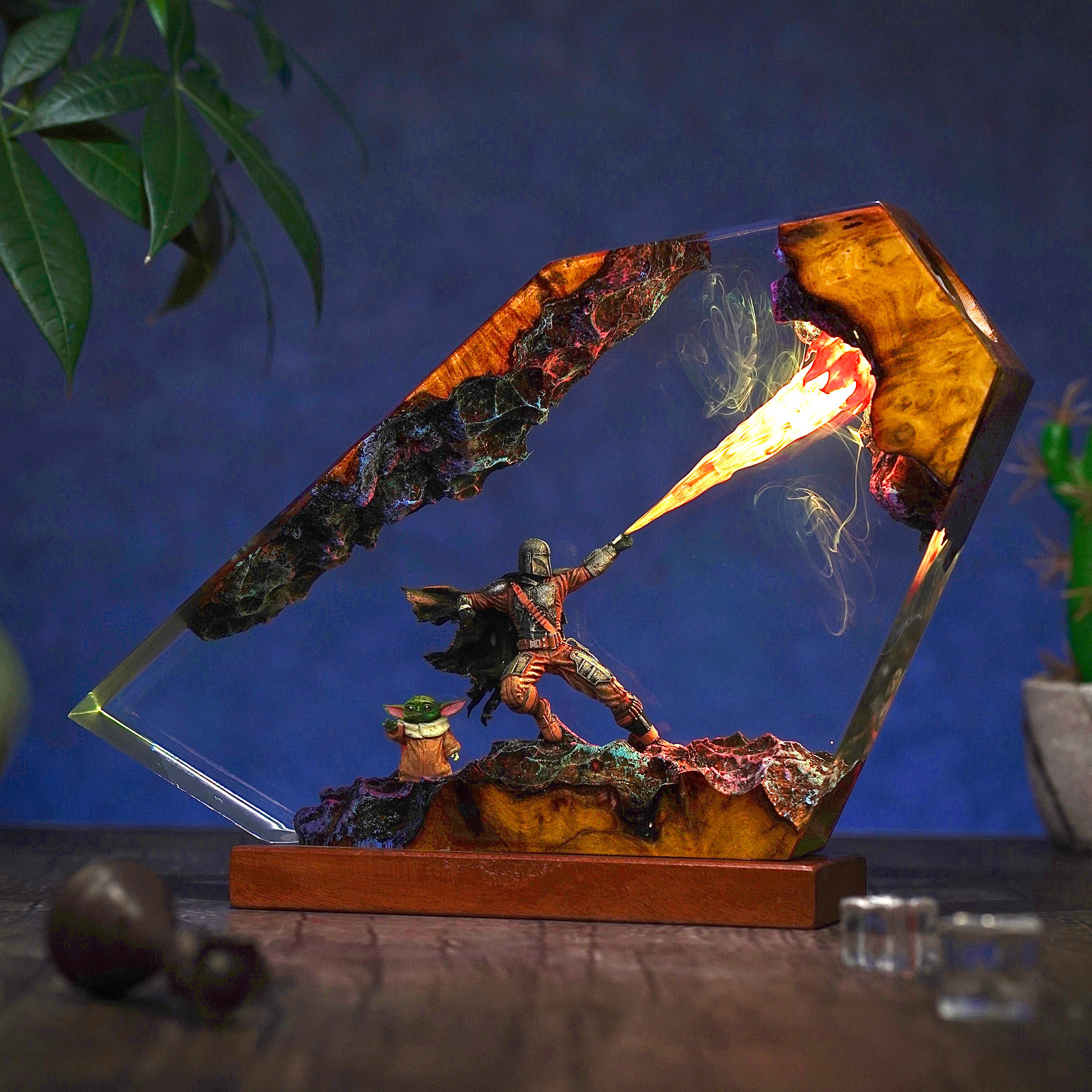 The Mandalorian and Baby Yoda Resin Lamp