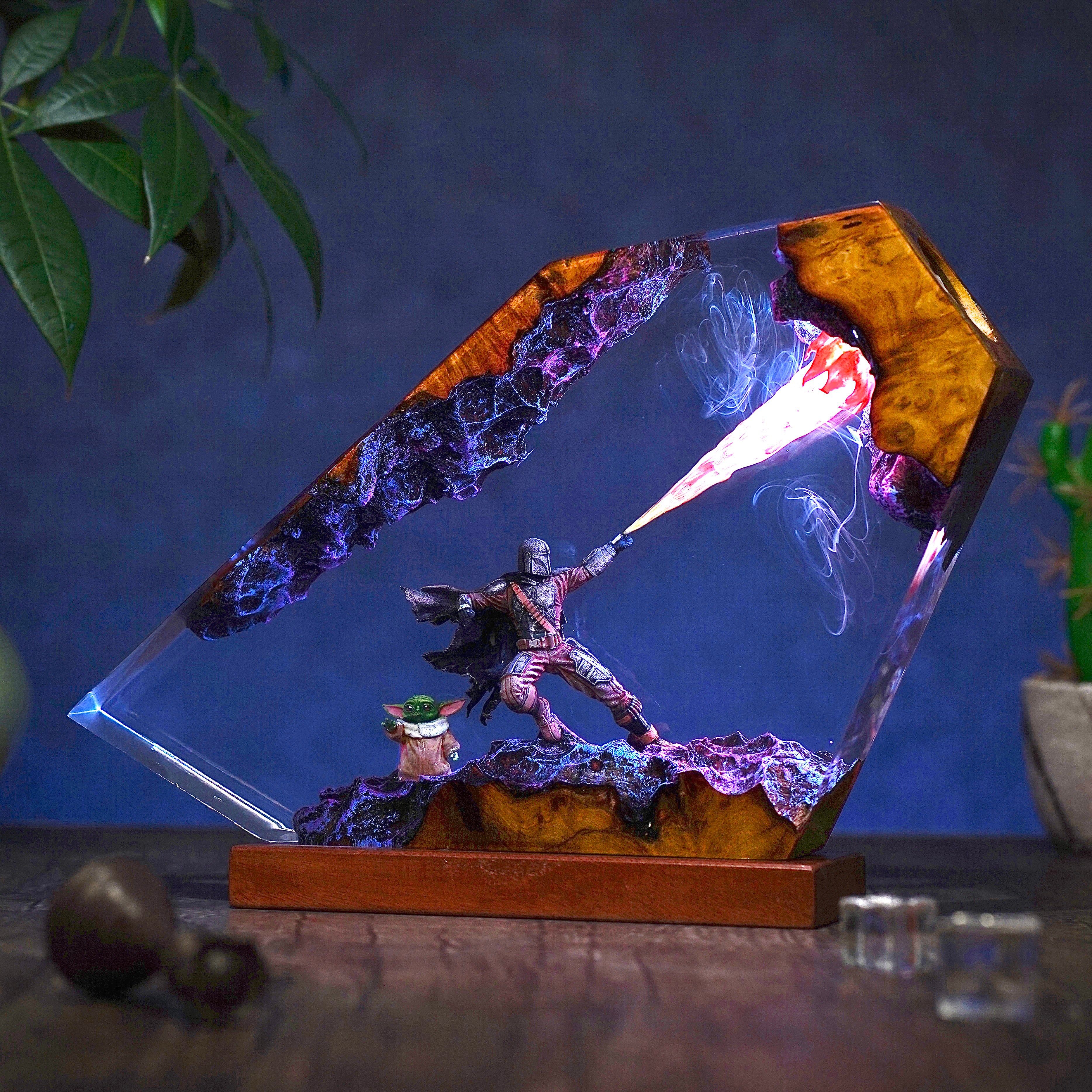 The Mandalorian and Baby Yoda Resin Lamp