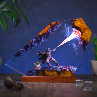 The Mandalorian and Baby Yoda Resin Lamp
