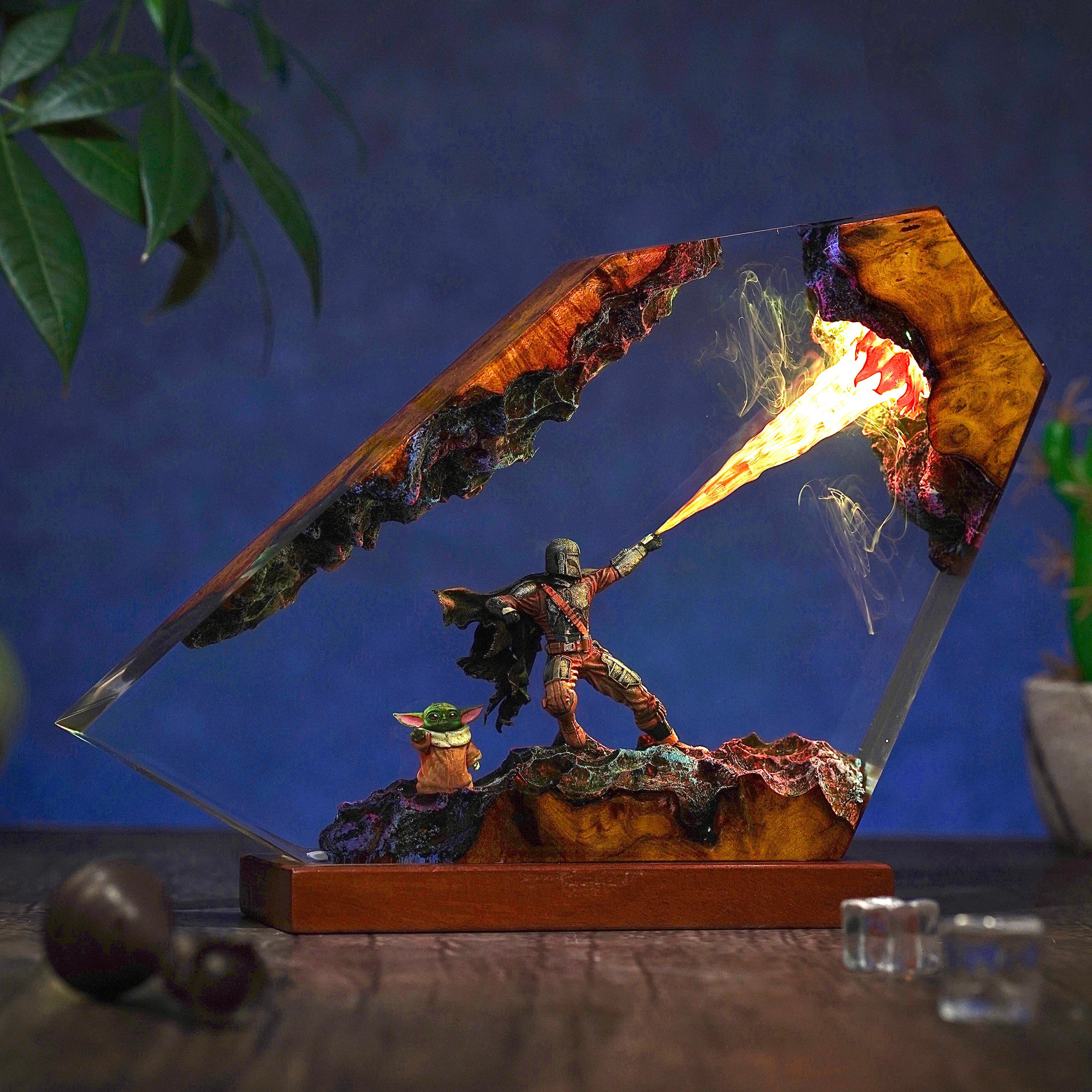 The Mandalorian and Baby Yoda Resin Lamp