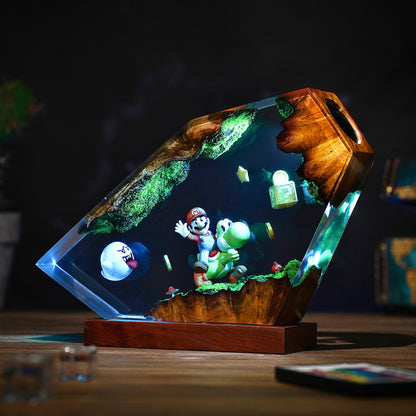 The Red Plumber & Green Dino: Adventure Resin Lamp