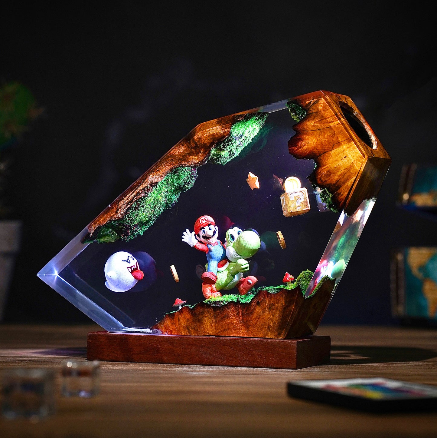 The Red Plumber & Green Dino: Adventure Resin Lamp