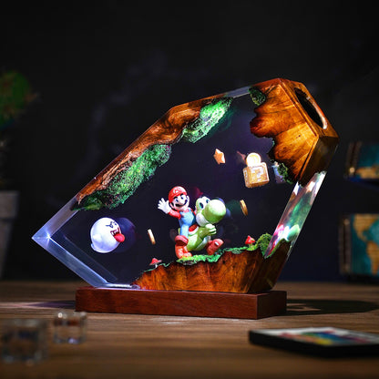 The Red Plumber & Green Dino: Adventure Resin Lamp