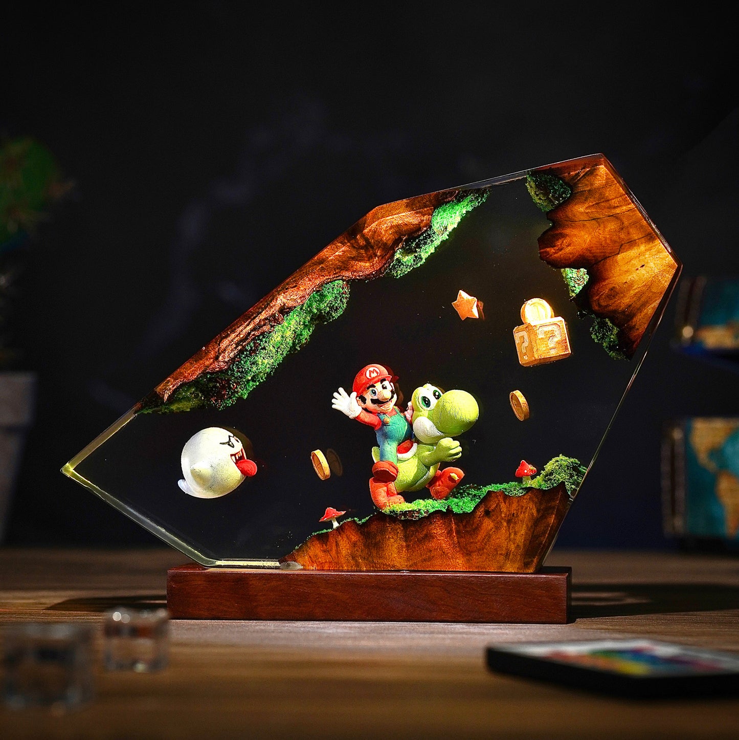 The Red Plumber & Green Dino: Adventure Resin Lamp