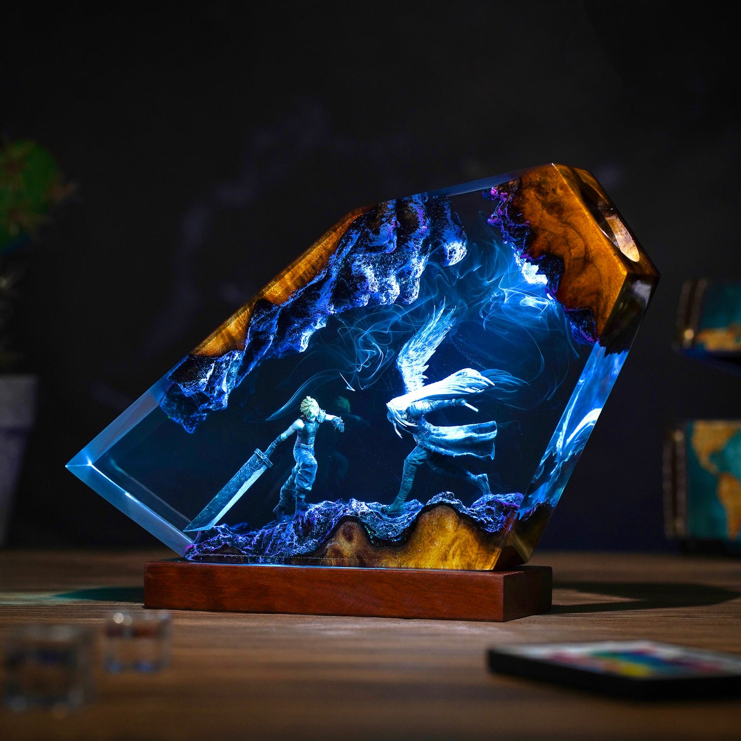 The Buster Warrior vs The One Winged Angel Resin Lamp