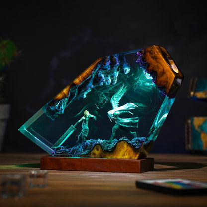 The Buster Warrior vs The One Winged Angel Resin Lamp