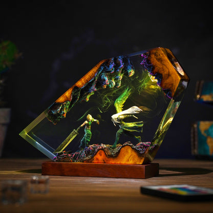 The Buster Warrior vs The One Winged Angel Resin Lamp