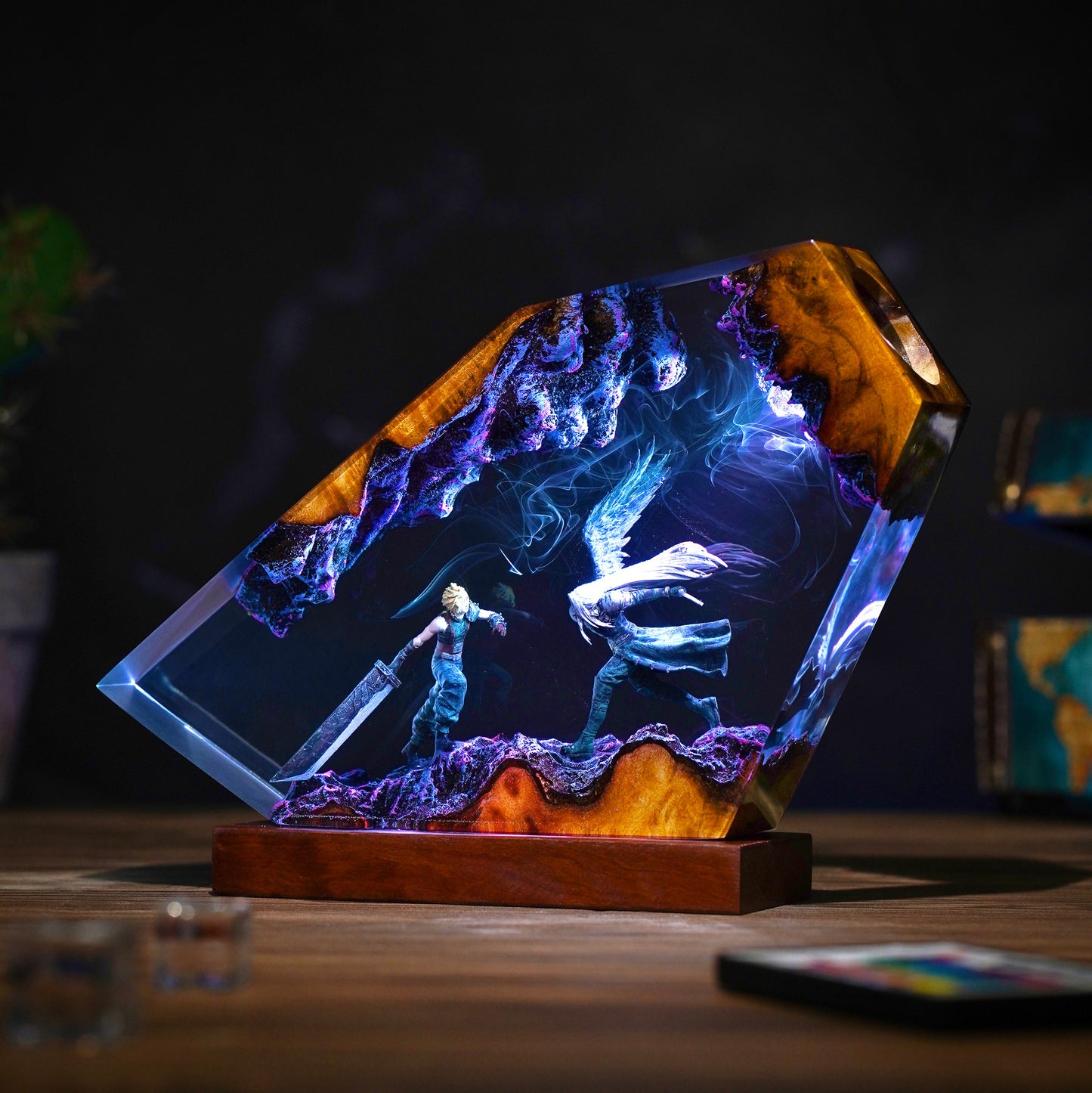 The Buster Warrior vs The One Winged Angel Resin Lamp