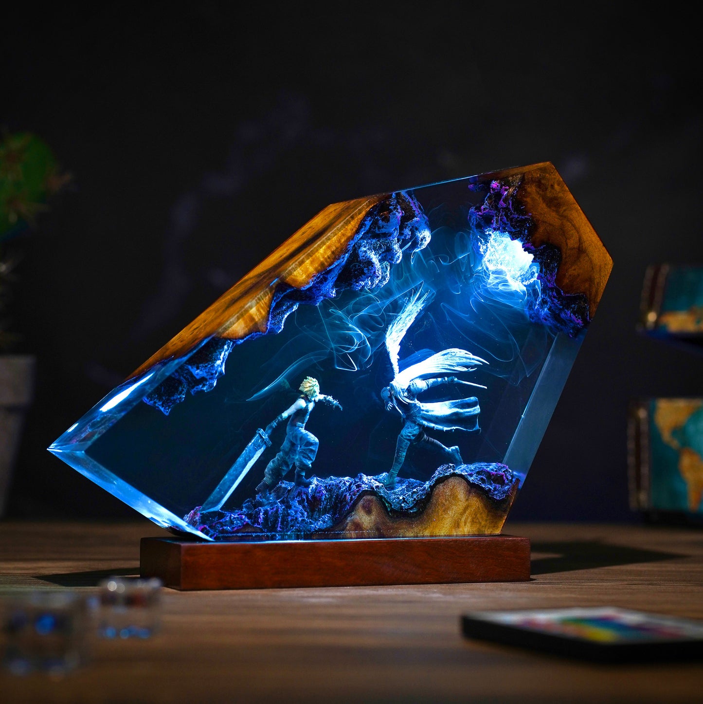The Buster Warrior vs The One Winged Angel Resin Lamp