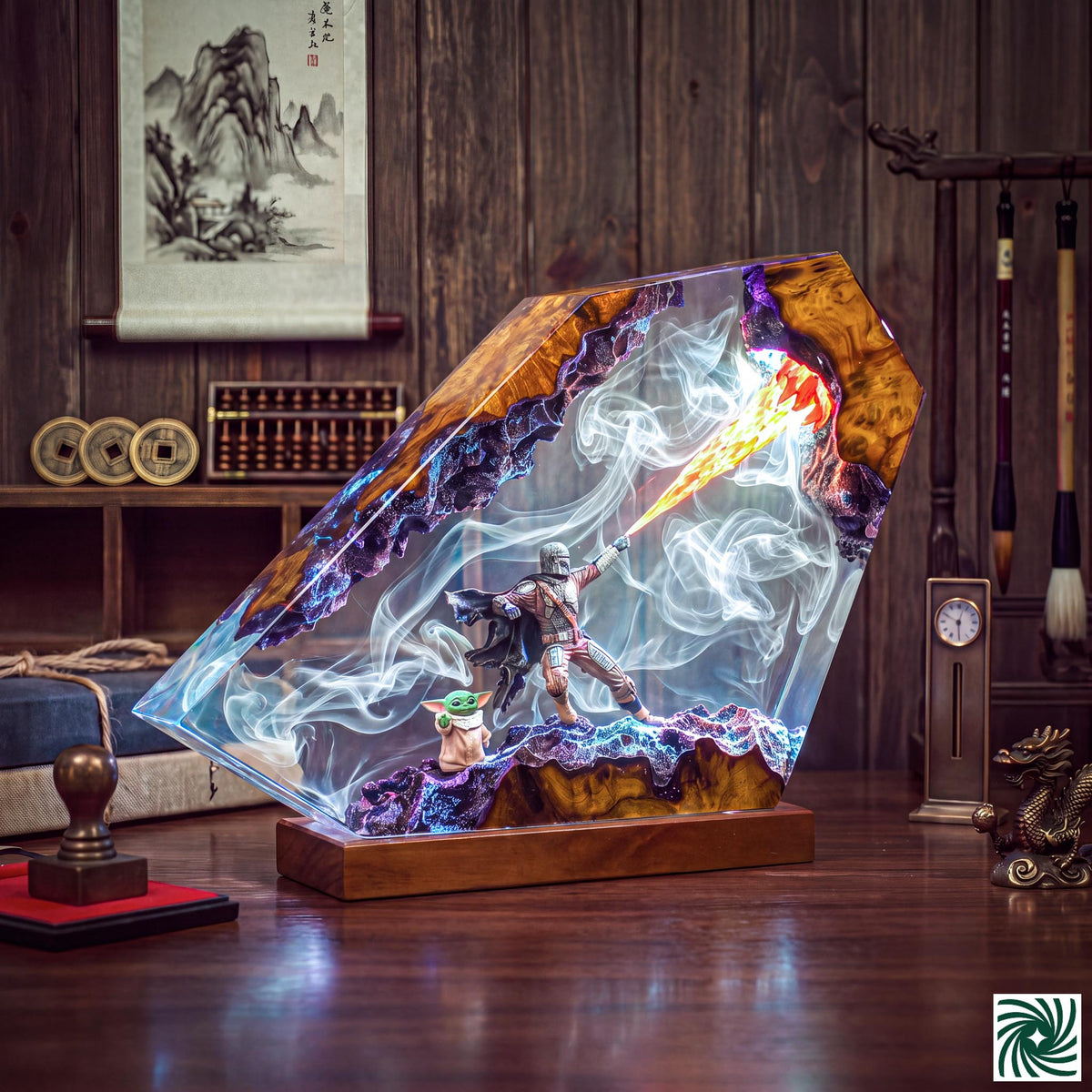 Mandalorian & Baby Yoda v2 Resin Lamp