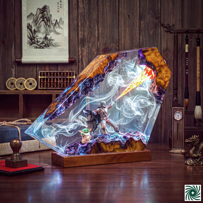 Mandalorian & Baby Yoda v2 Resin Lamp