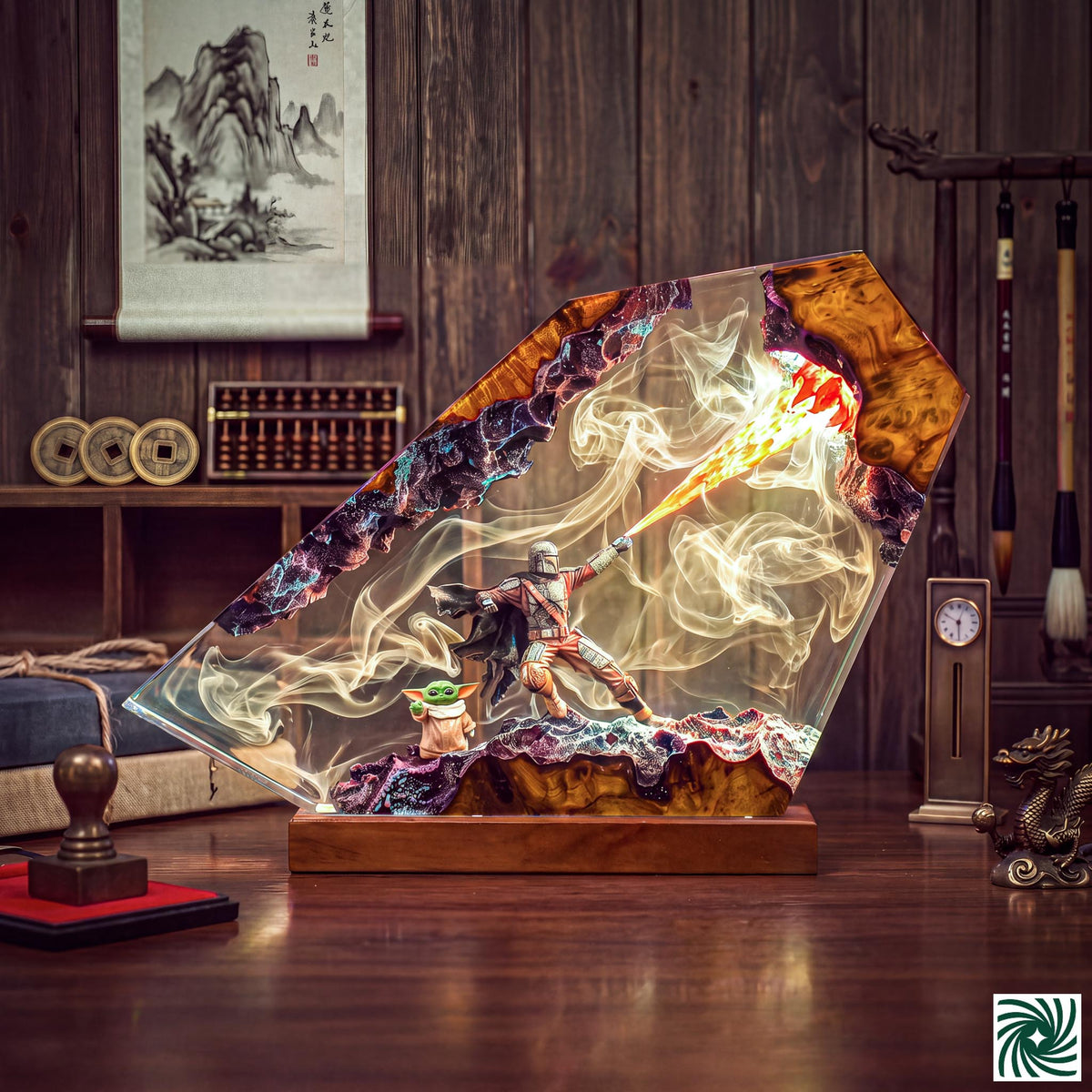 Mandalorian & Baby Yoda v2 Resin Lamp
