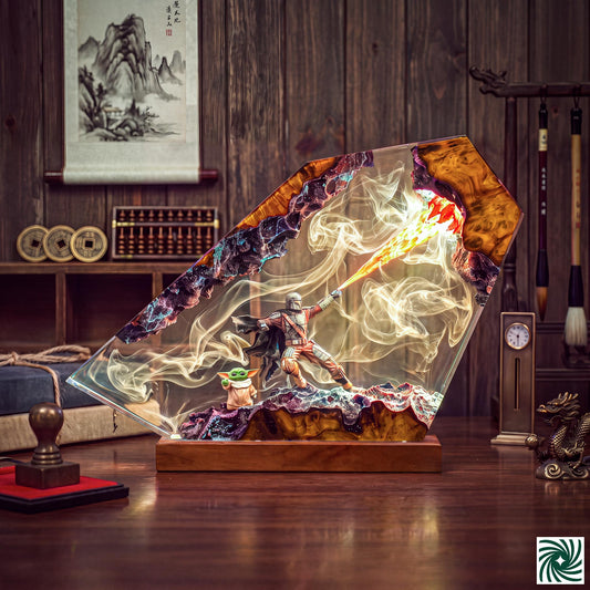 Mandalorian & Baby Yoda v2 Resin Lamp