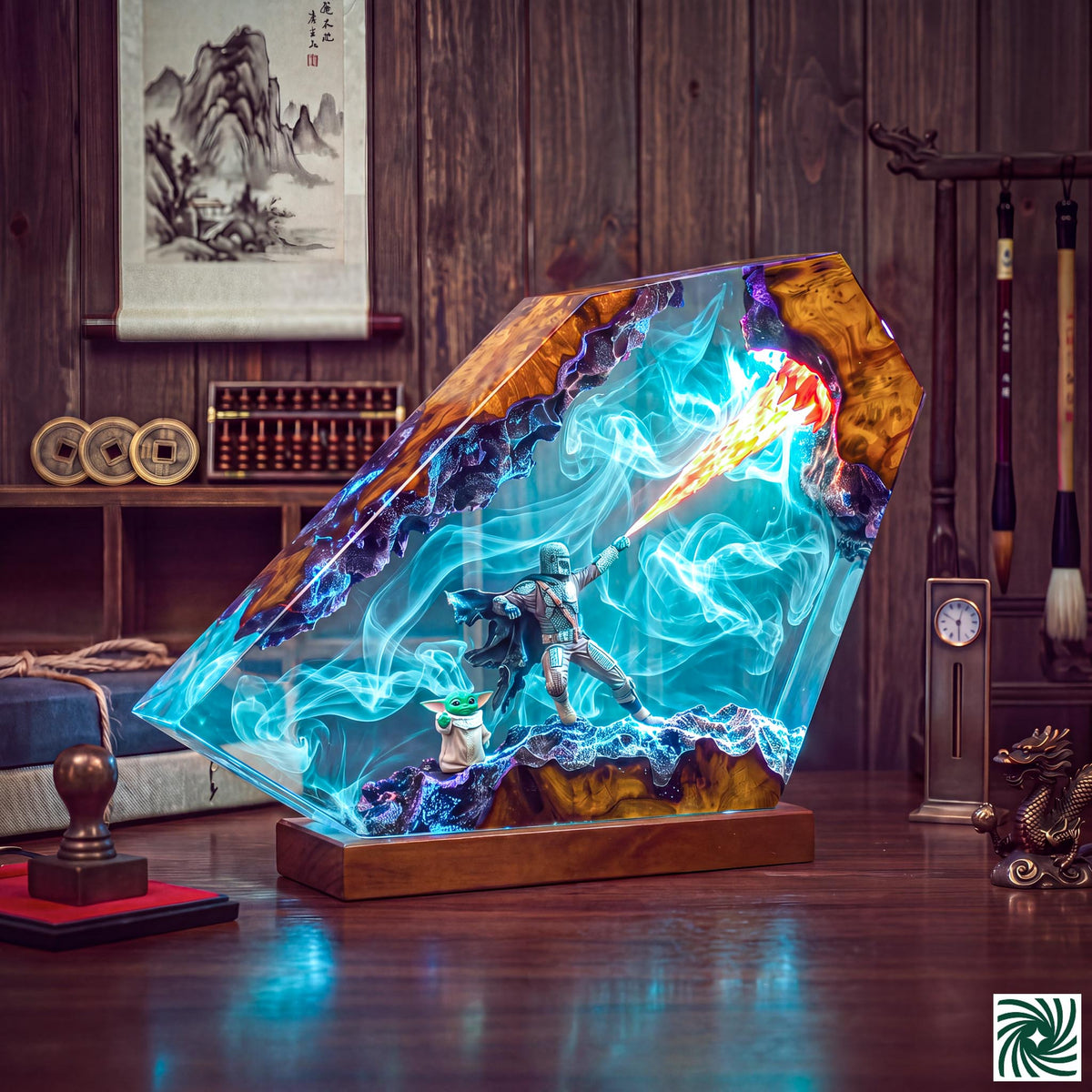 Mandalorian & Baby Yoda v2 Resin Lamp