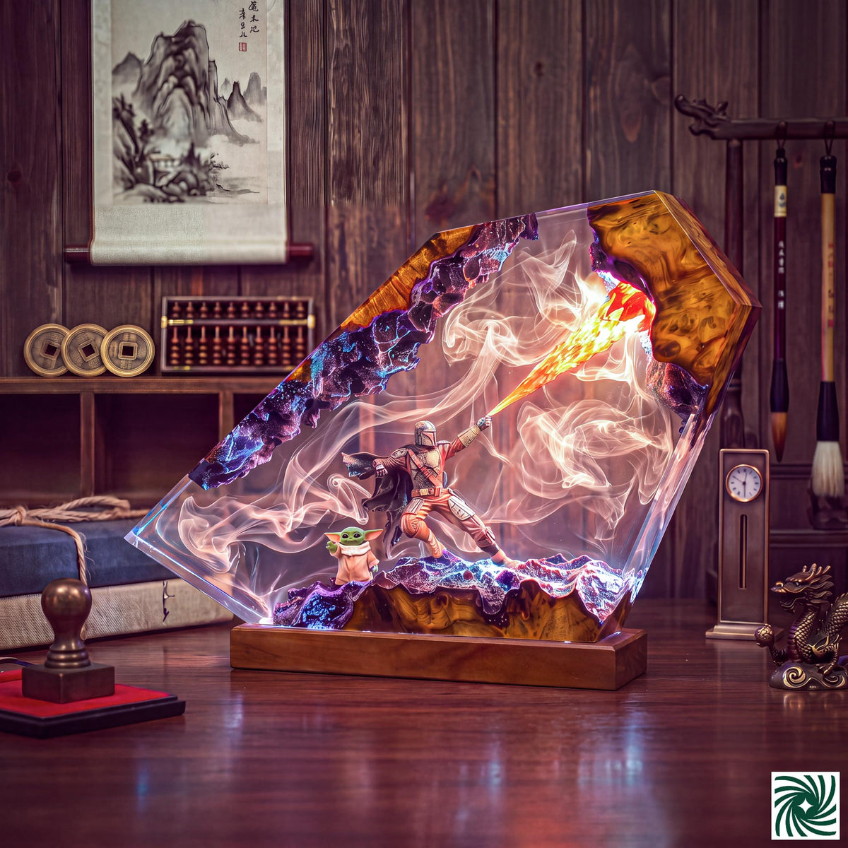 Mandalorian & Baby Yoda v2 Resin Lamp