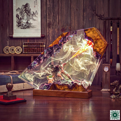 Mandalorian & Baby Yoda v2 Resin Lamp