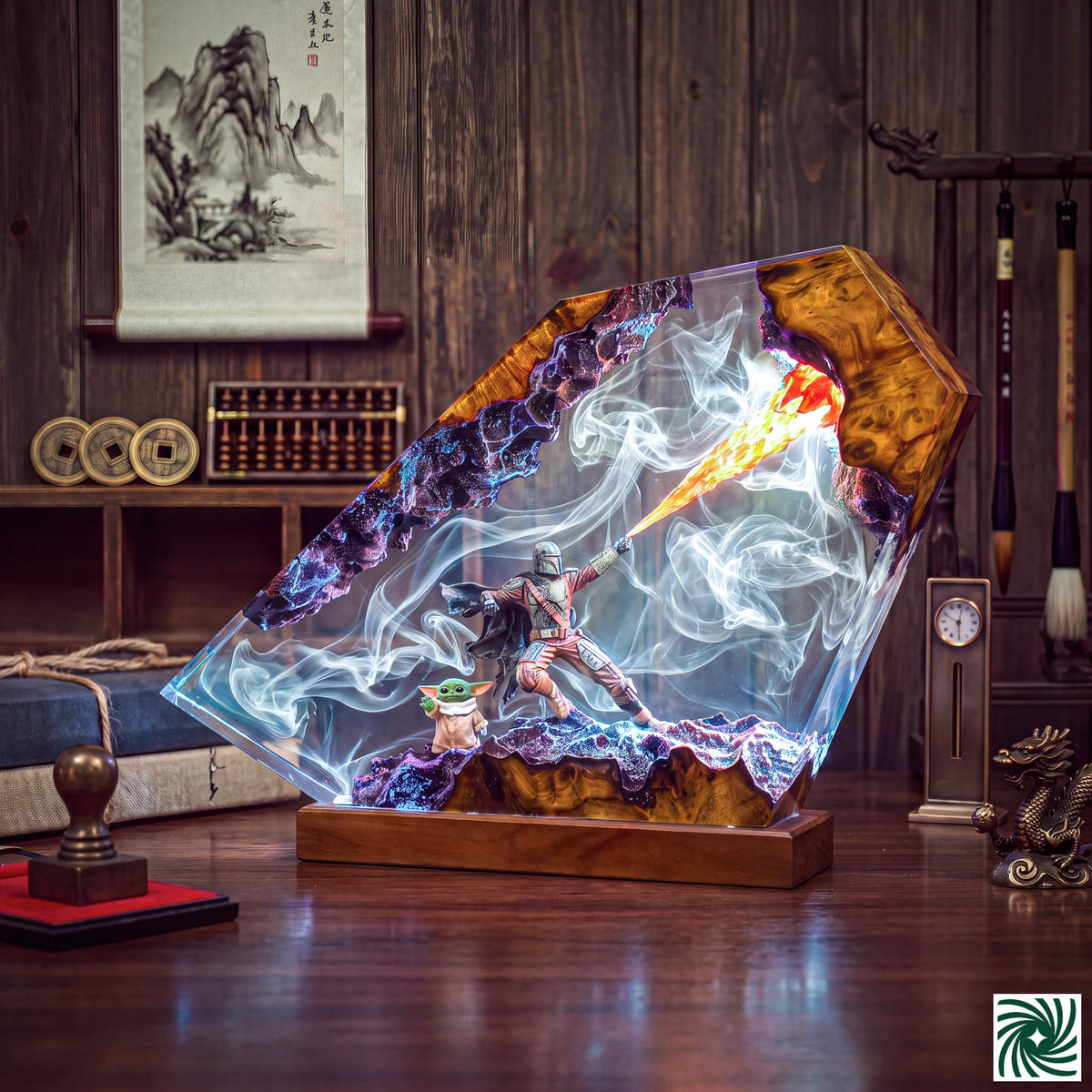 Mandalorian & Baby Yoda v2 Resin Lamp
