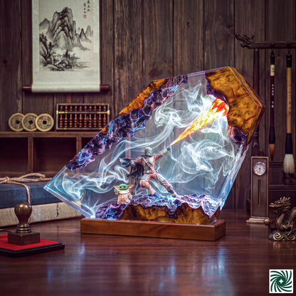 Mandalorian & Baby Yoda v2 Resin Lamp