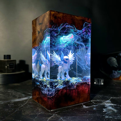 Midnight Guardian: The Silver Mane Resin Lamp