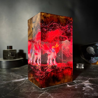 Midnight Guardian: The Silver Mane Resin Lamp