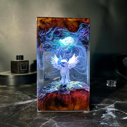 Midnight Guardian: The Silver Mane Resin Lamp